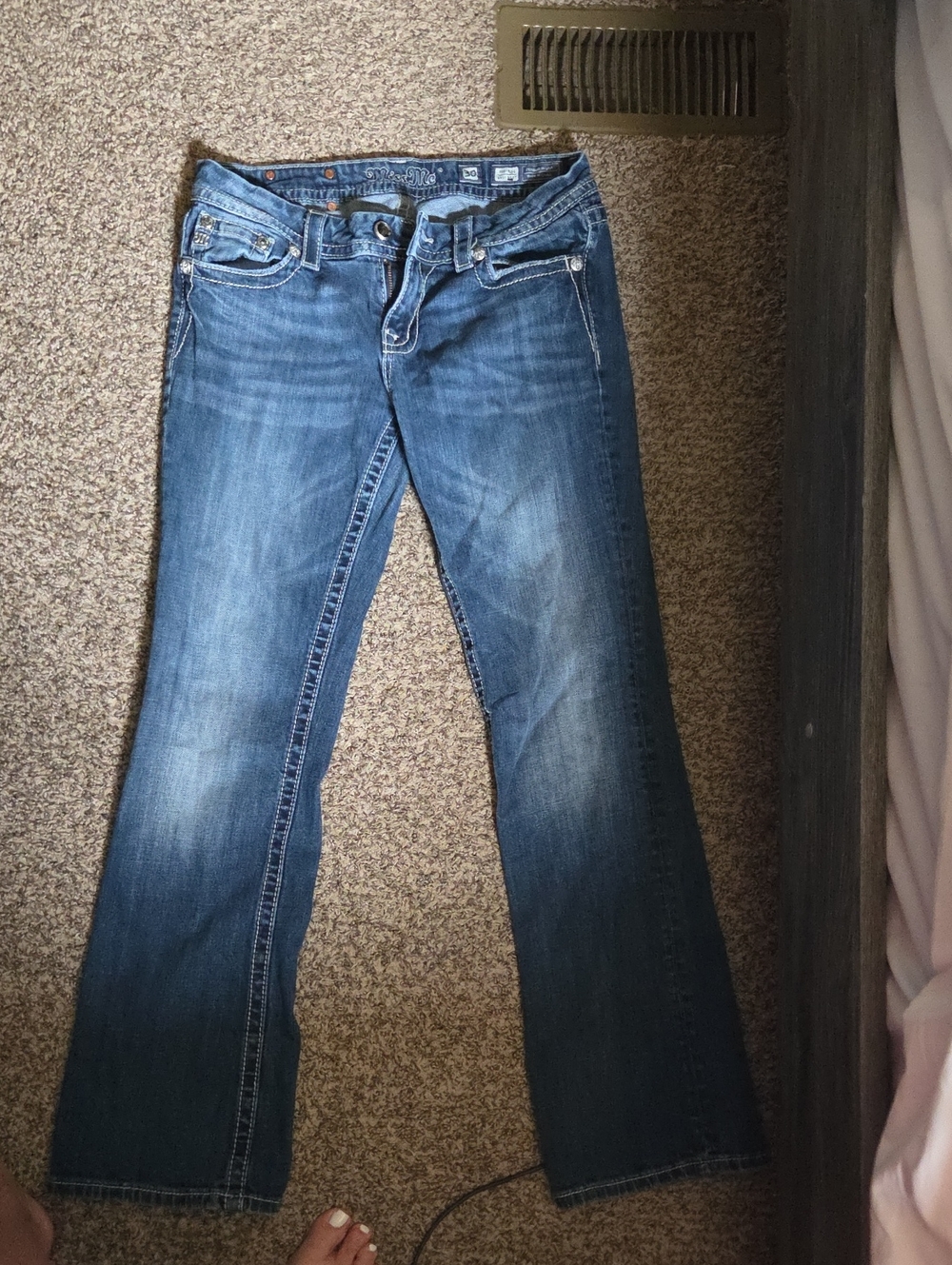 Miss Me Blue Boot Cut Jeans with Subtle Fading